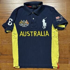 Ralph Lauren Rugby Polo Shirt Men S Blue Big Pony Australia Yacht Boat Sail Rare